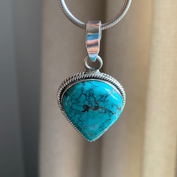 Sterling and turquoise pendant - Picture 1 of 4